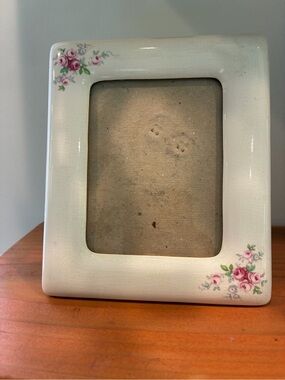 Vintage Terragrafics Floral Porcelain Picture Frame Rectangular 4 X 3 1980s